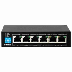 D-Link 250M 6-Port 1000Mbps Switch with 4 PoE Ports and 2 Uplink Ports DGS-F1006P-E